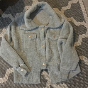 Adorable Molly Gray furry button up